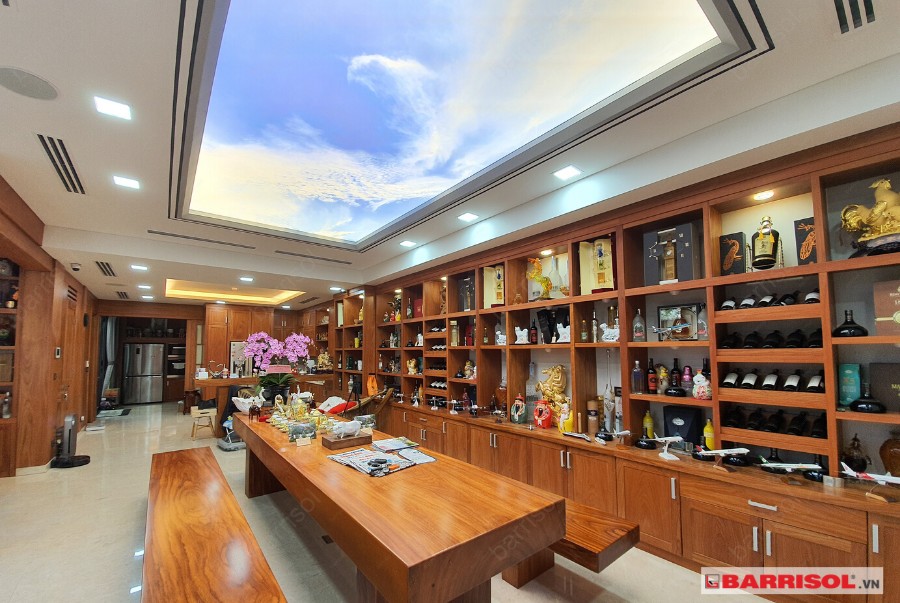 Gợi ý cách tân trang phòng khách với trần xuyên sáng Barrisol